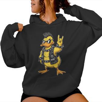 Duck Punk Rock Metal Metal Rock And Roll Música Niños In Mangas Sudadera con capucha para mujer - Regaloses