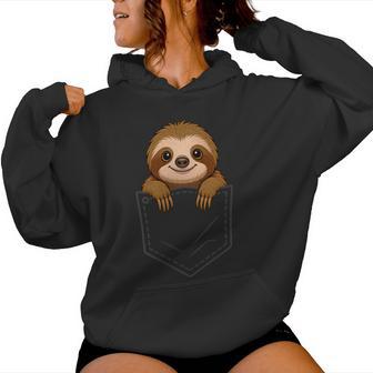 Sloth Peeking In Pocket Animal Lover Kids Women Hoodie - Thegiftio UK