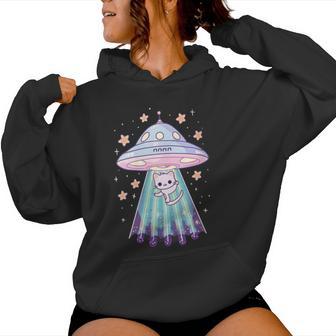 Gatos Y Extraterrestres Amantes De Los Gatos Cuello Sudadera con capucha para mujer - Regaloses