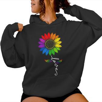 Gay Pride Love Sunflower Rainbow Flag Lgbtq Ally Lgbt Womens Women Hoodie - Thegiftio UK