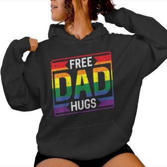 Gay Pride Month Free Dad Hugs Lgbtq Ally Rainbow Women Women Hoodie - Thegiftio UK