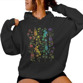 Gay Rainbow Wildflowers Lgbtq Pride Month Floral Women Women Hoodie - Monsterry