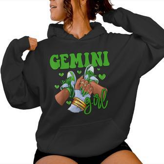 Gemini Girl Shoes Astrology Zodiac Sign Black Women Women Hoodie - Thegiftio UK