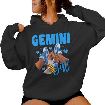 Gemini Girl Sneakers Astrology Zodiac Sign Black Women Women Hoodie - Thegiftio UK