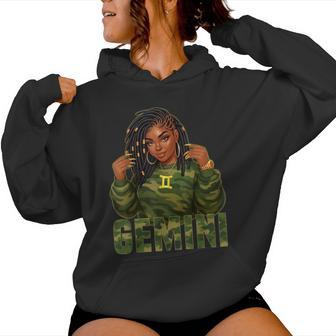 Gemini Queen Loc'd Black Woman Camo Zodiac Sign Women Hoodie - Thegiftio UK