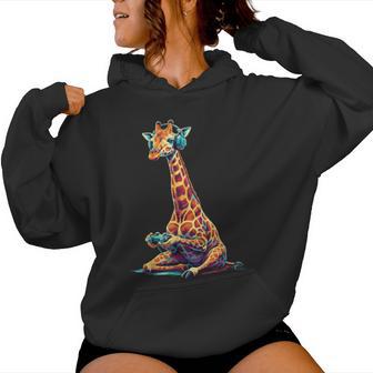 Giraffe Gaming Animal Video Games Giraffe Women Hoodie - Monsterry