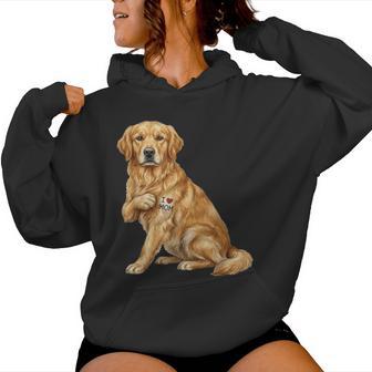 Golden Retriever I Love Mom Dog Mom Women Hoodie - Monsterry
