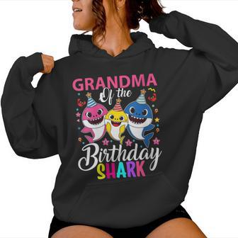 Grandma Of The Birthday Shark Family Kids Birthday Women Hoodie - Thegiftio UK