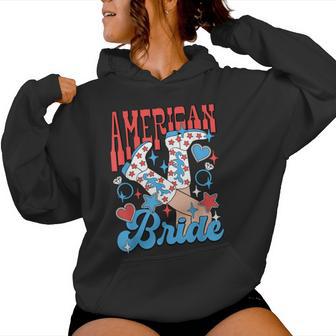 Groovy American Bride 4Th Of July Girls Patriotic Western Women Hoodie - Thegiftio UK
