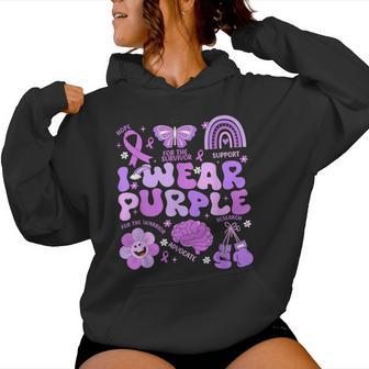 Groovy I Wear Purple Support Epilepsy Awareness Day Women Hoodie - Thegiftio UK