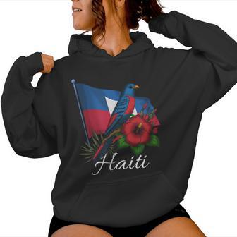 Haiti Flag Day Ayiti Girl Haitian Bird Flower Women Hoodie - Monsterry