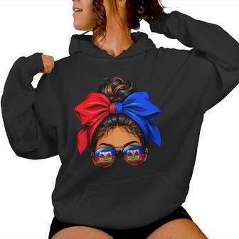 Haitian Queen Messy Bun Flag Day Haiti Independence Women Women Hoodie - Thegiftio