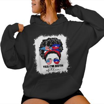 Half Haitian And American America Haiti Usa Flag Girl Afro Women Hoodie - Thegiftio UK