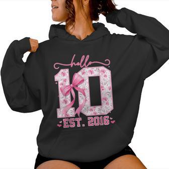 Hello Ten Est 2016 Pink Coquette Bow 10Th Birthday Girl Women Hoodie - Monsterry