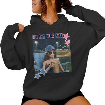 Hit The Dang Ball Baseball Mom Softball Doll Face Meme Women Hoodie | Seseable UK