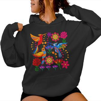 Hummingbird Colorful Mexican Flowers Floral Nature Lover Women Hoodie - Thegiftio UK