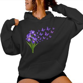 Iris Butterfly Flower Gardening Floral Women Hoodie - Thegiftio UK