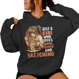 Just A Girl Who Loves Anime Ramen Andketching Anime Manga レディースパーカー - Kawaiitshirt