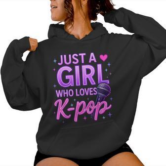 Just A Girl Who Loves K-Pop Korean Listening Kpop Lovers Women Hoodie - Thegiftio UK