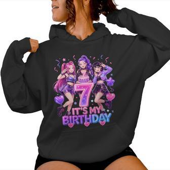 Kids It's My 7Th K Pop Birthday Girl 7 Year Old K-Pop Bday Women Hoodie | Mazezy