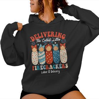 Labor And Delivery Nurse Patriotic 4Th Of July American Flag Women Hoodie - Thegiftio UK