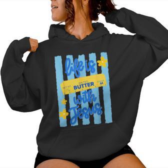 Life Is Salted Butter With Jesus Girl Stripes Summer Women Hoodie - Thegiftio UK