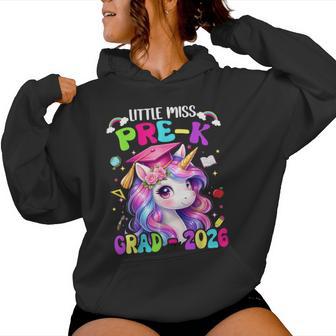 Little Miss Pre-K Grad 2026 Graduate Unicorn Kids Girl Prek Women Hoodie - Thegiftio UK