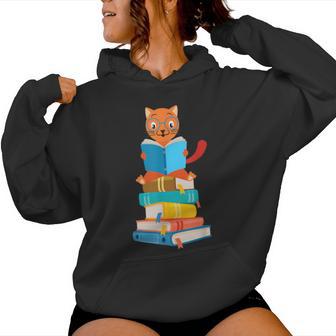 Livres De Propriétaire De Chat Kawaii Littérature Teacher Bookworm Sweat à capuche femme - Cadeauxyz