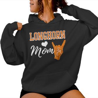 Longhorn Mom Heart Souvenir For Women Women Hoodie | Mazezy