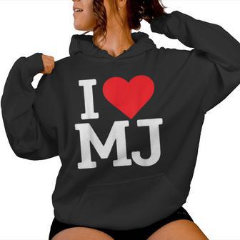 I Love Mj Heart Retro Personalized First Name Groovy Women Hoodie - Monsterry