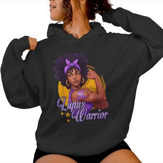 Lupus Warrior Afro Black Woman Wear Purple Ribbon Awareness Women Hoodie - Thegiftio UK