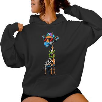 Lustige Coole Giraffe Mit Brille Für Männer Frauen Kinder Kapuzenpullover für Damen - Seseable