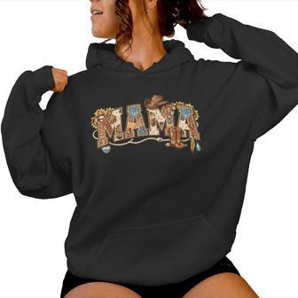 Mama Western Retro Groovy Cow Skull Country Rodeo Mother Day Women Hoodie | Mazezy