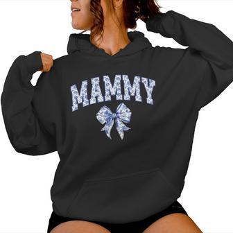 Mammy Coquette Toile Blue Bow Floral Family Matching Women Hoodie - Monsterry