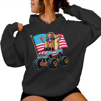Monster Truck Hotdog American Flag Usa 4Th Of July Kids Men Women Hoodie - Thegiftio UK