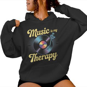 Music Is My Therapy Musiciens Casque Musique Memes Sweat à capuche femme - Cadeauxyz
