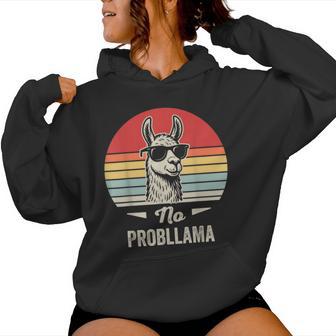 No Probllama Retro Llama Humor Women Hoodie - Thegiftio UK