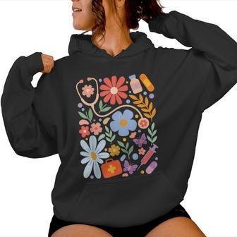 Nurse Boho Flowers Rn Nursing Women Hoodie - Thegiftio UK