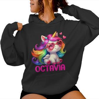 Octavia Nom Personnalisé Licorne Colorée S Filles Sweat à capuche femme - Cadeauxyz