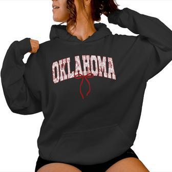 Oklahoma State Pride Classic Oklahoma Floral Coquette Bow Women Hoodie - Thegiftio UK