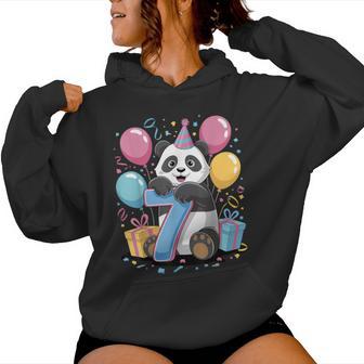 Panda 7 Cumpleaños Niño Niña 7 Añoséptimoiete Panda Sudadera con capucha para mujer - Regaloses