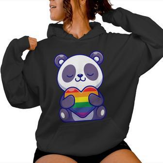Panda Kawaii Lgbtq Oso Abrazo Distribuidor Gay Orgullo Arco Iris Corazón Sudadera con capucha para mujer - Regaloses