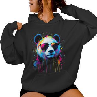Pandabär-Sonnenbrille Bunt Pop-Art Pandabär-Liebhaber Kapuzenpullover für Damen - Seseable