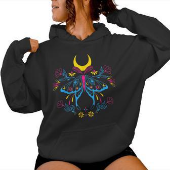 Pansexual Pride Moth With Moon And Floral Magic Women Hoodie - Thegiftio