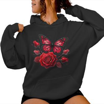 Papillon Rose Gothiqueaint-Valentin Occulte Gothique Fille Noir Rouge Sweat à capuche femme - Cadeauxyz