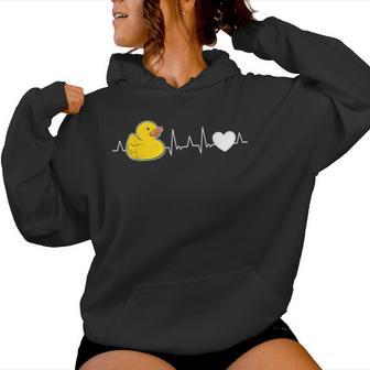 Patito De Goma Amarilla Con Latido Del Corazón Sudadera con capucha para mujer - Regaloses