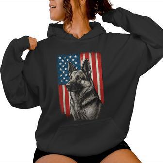 Patriotic German Shepherd American Flag Dog Women Women Hoodie - Monsterry CA