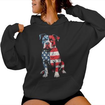 Patriotic Pitbull American Flag Dog Mom Pitbull Dad Women Hoodie - Thegiftio UK