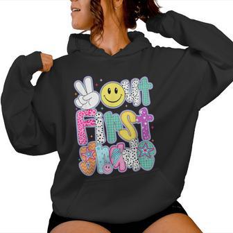 Peace Out First Grade Happy Last Day Of School Retro Women Hoodie - Monsterry
