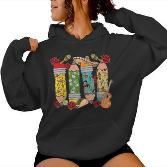 Pencil Teacher Cinco De Mayo Fiesta Mexican Taco Teaching Women Hoodie - Monsterry